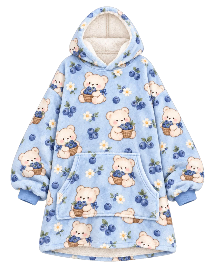 Blueberry Bear Hoodie Blanket
