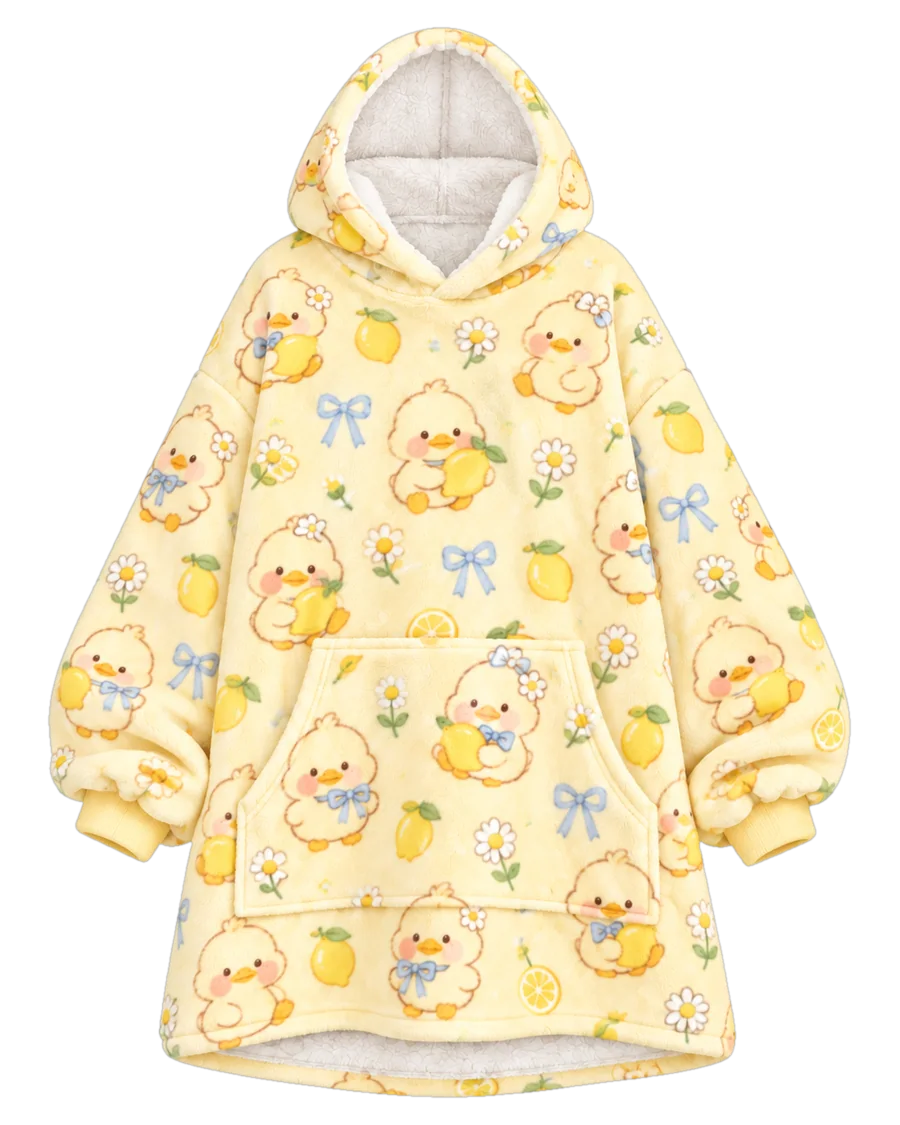 Lemon Duck Hoodie Blanket – front