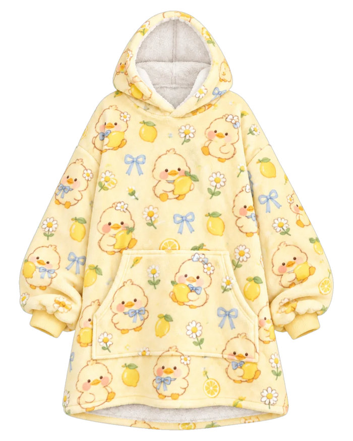 Lemon Duck Hoodie Blanket