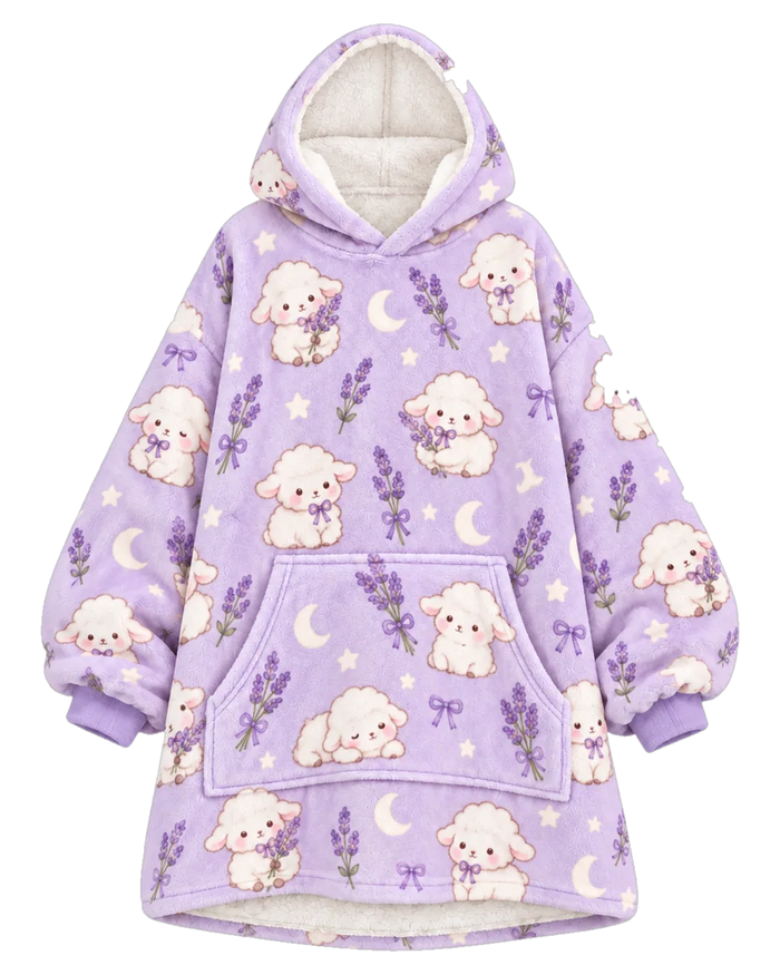 Lavender Lamb Hoodie Blanket
