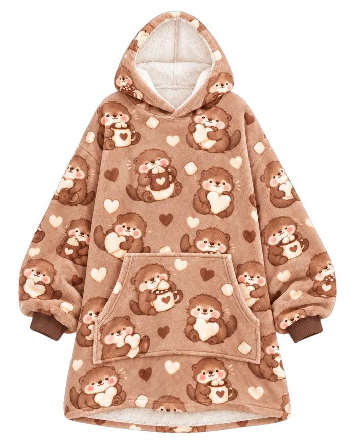Cocoa Otter Hoodie Blanket