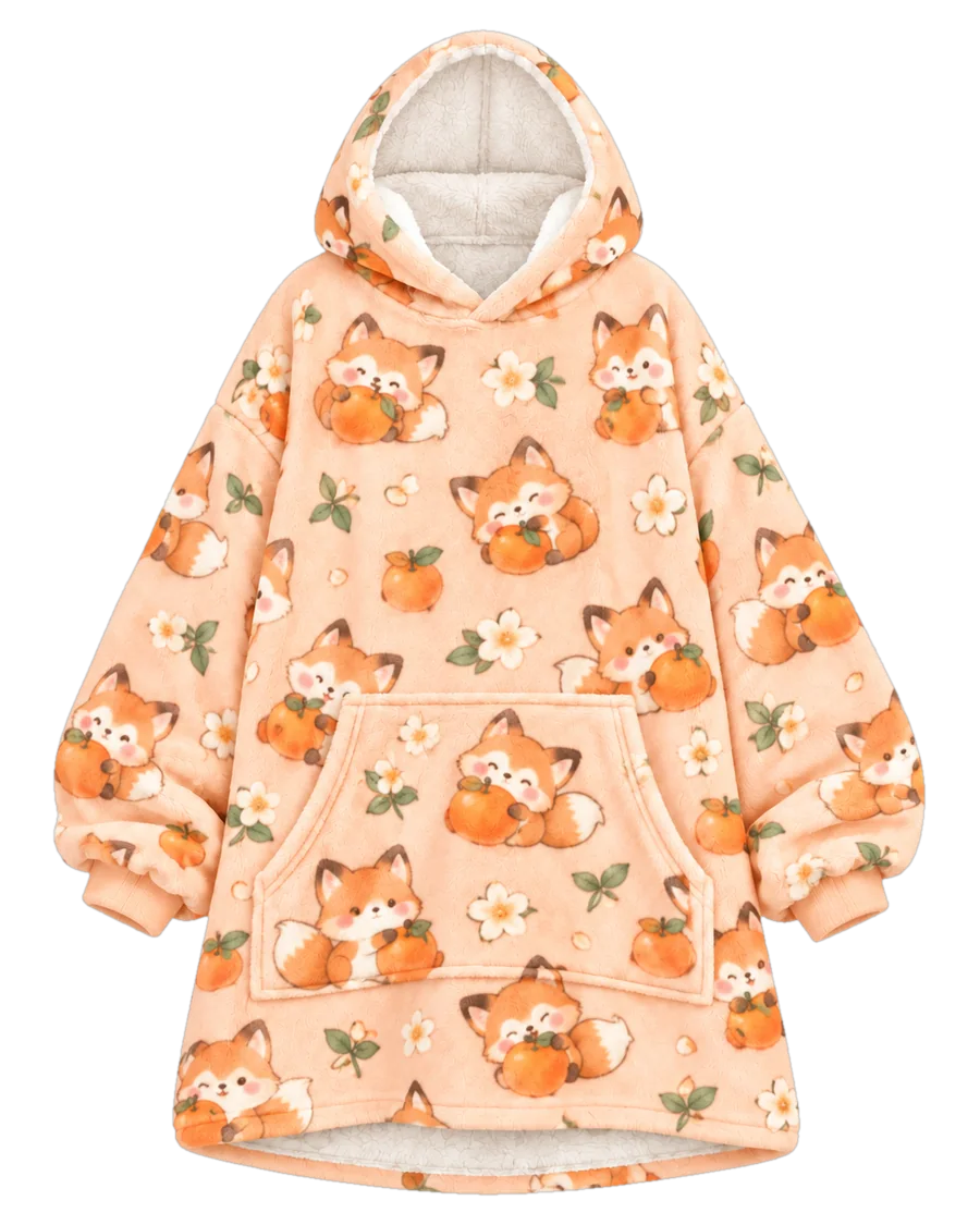 Tangerine Fox Hoodie Blanket – front
