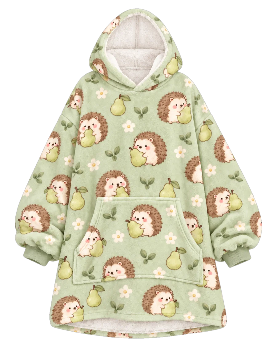 Pear Hedgehog Hoodie Blanket – front