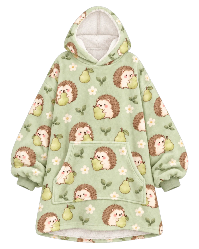 Pear Hedgehog Hoodie Blanket