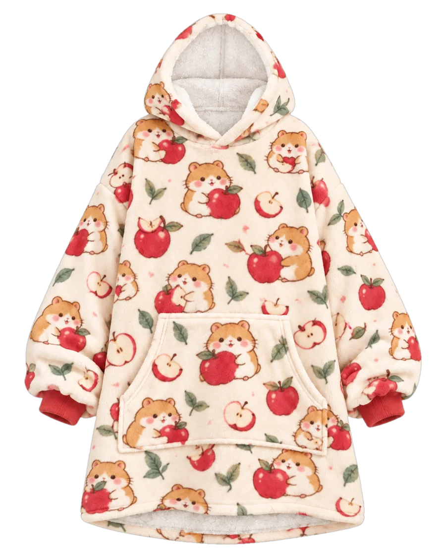 Apple Hamster Hoodie Blanket – front