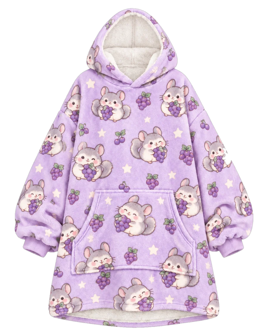Grape Chinchilla Hoodie Blanket – front