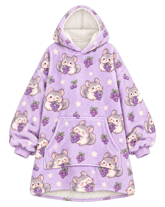 Grape Chinchilla Hoodie Blanket