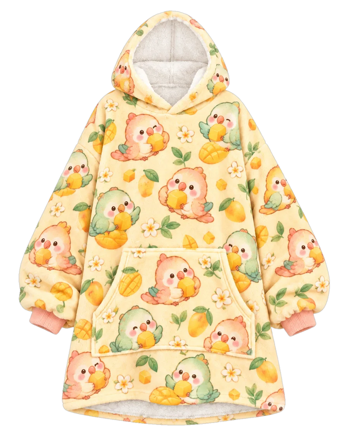 Mango Parrot Hoodie Blanket