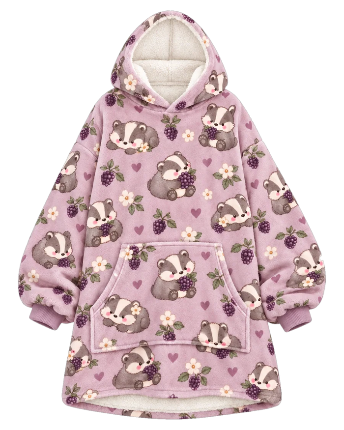 Blackberry Badger Hoodie Blanket