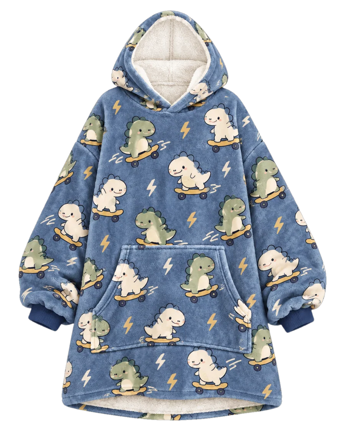 Dino Skate Hoodie Blanket