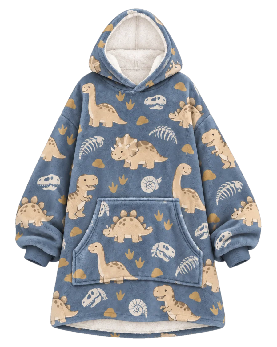 Dino Fossil Hoodie Blanket – front