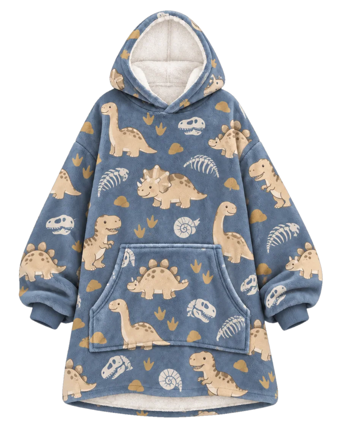 Dino Fossil Hoodie Blanket