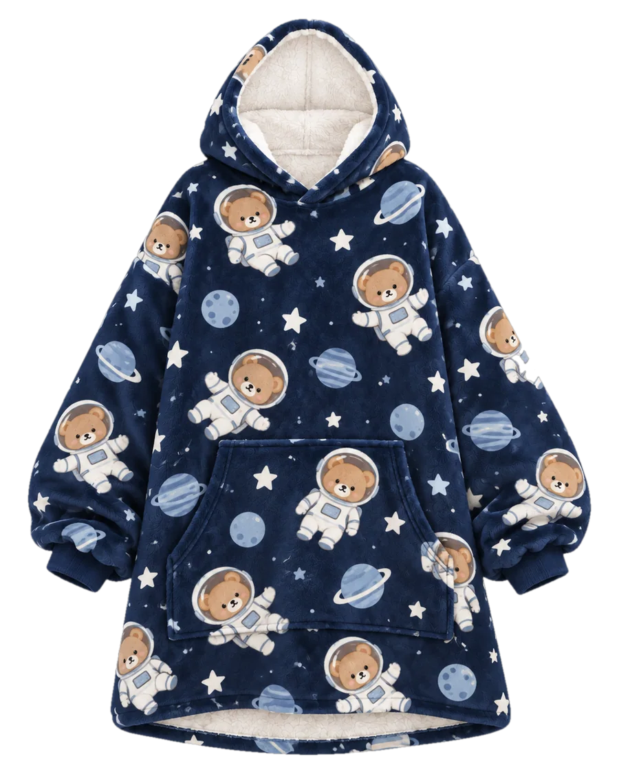 Astronaut Bear Hoodie Blanket – front