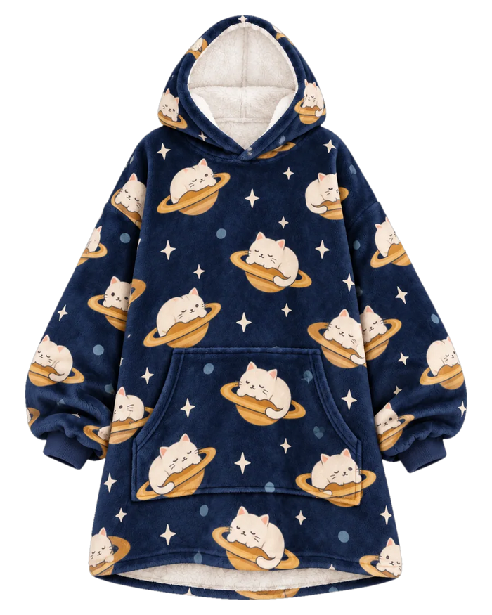 Saturn Cat Hoodie Blanket