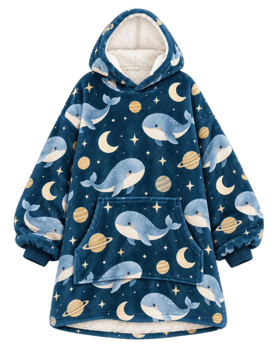 Cosmic Whale Hoodie Blanket – front