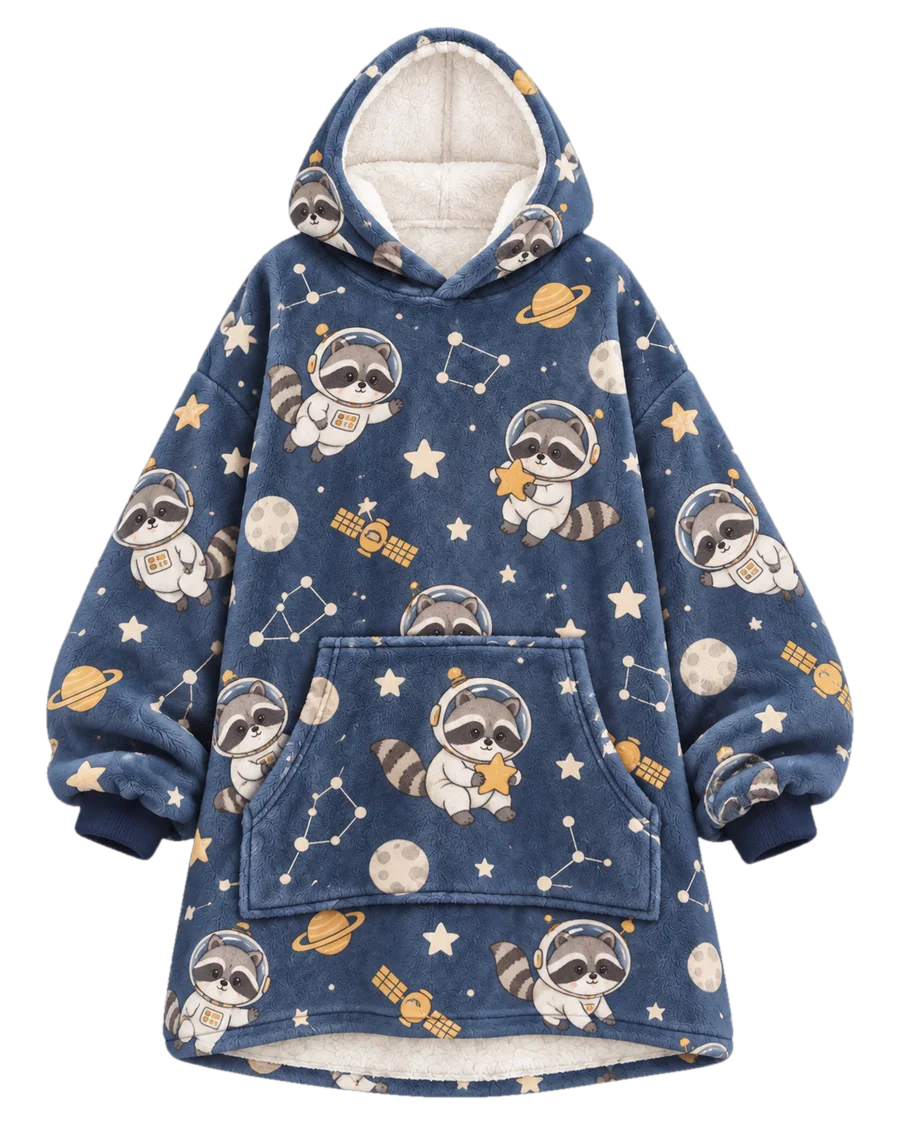 Star Raccoon Hoodie Blanket – front