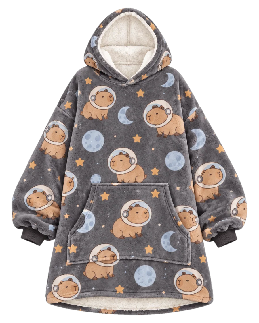 Lunar Capybara Hoodie Blanket – front