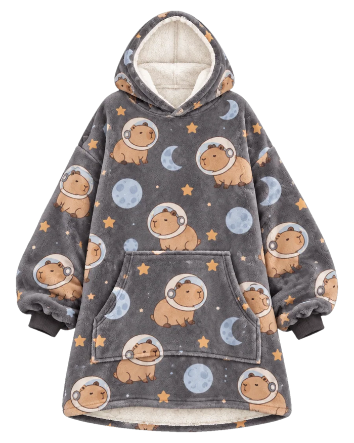 Lunar Capybara Hoodie Blanket