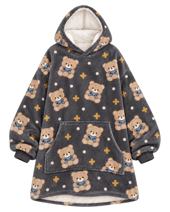 Game Bear Hoodie Blanket