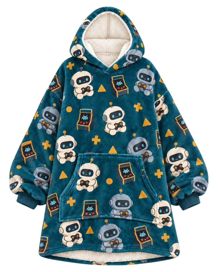 Arcade Robot Hoodie Blanket