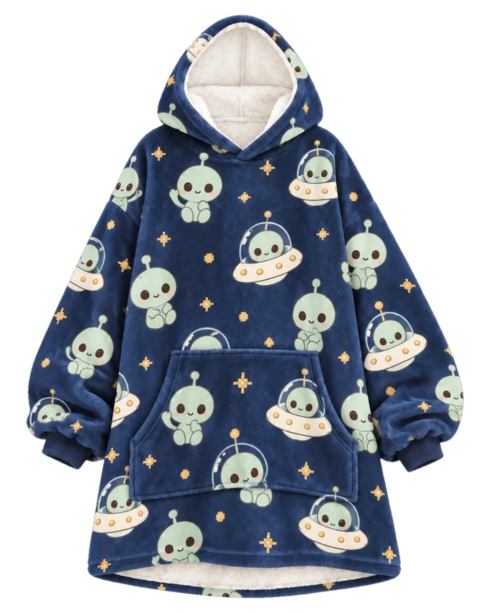 Retro Alien Hoodie Blanket