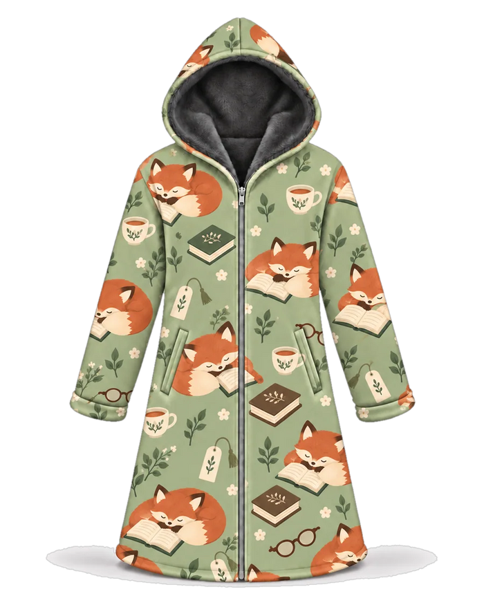 Bookworm Fox Hoodie Blanket Cloak