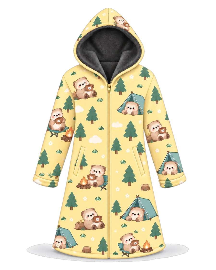 Campfire hoodie blanket dream cloak, zip-up wearable blanket with sherpa lining – front view