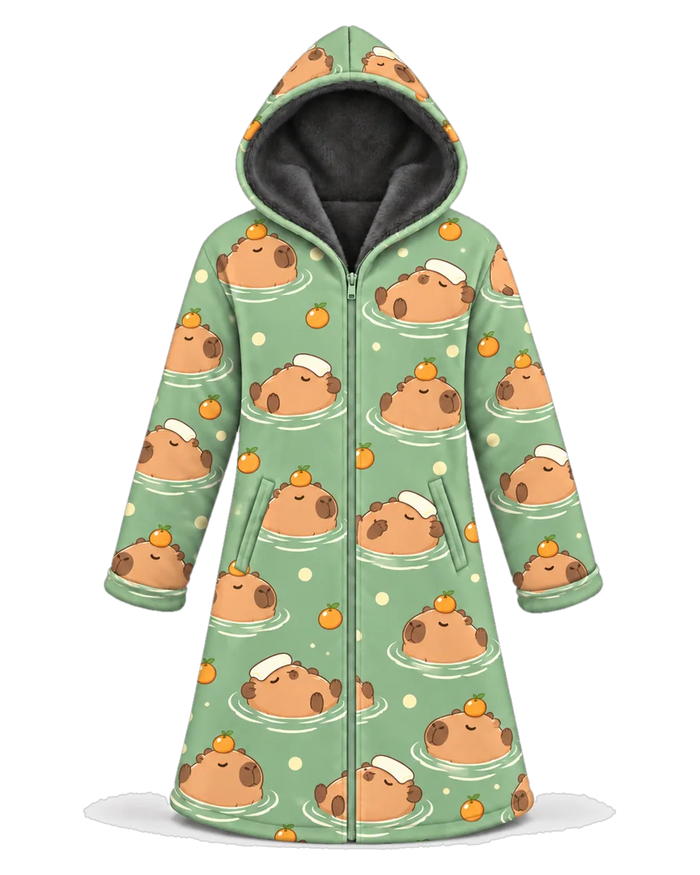 Capybara Hot Spring Hoodie Blanket Cloak