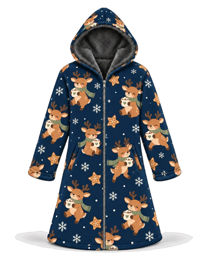 Cocoa Reindeer Hoodie Blanket Cloak
