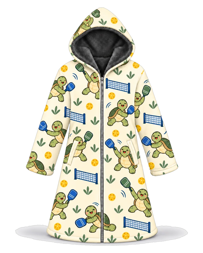 Pickleball Turtle Hoodie Blanket Cloak