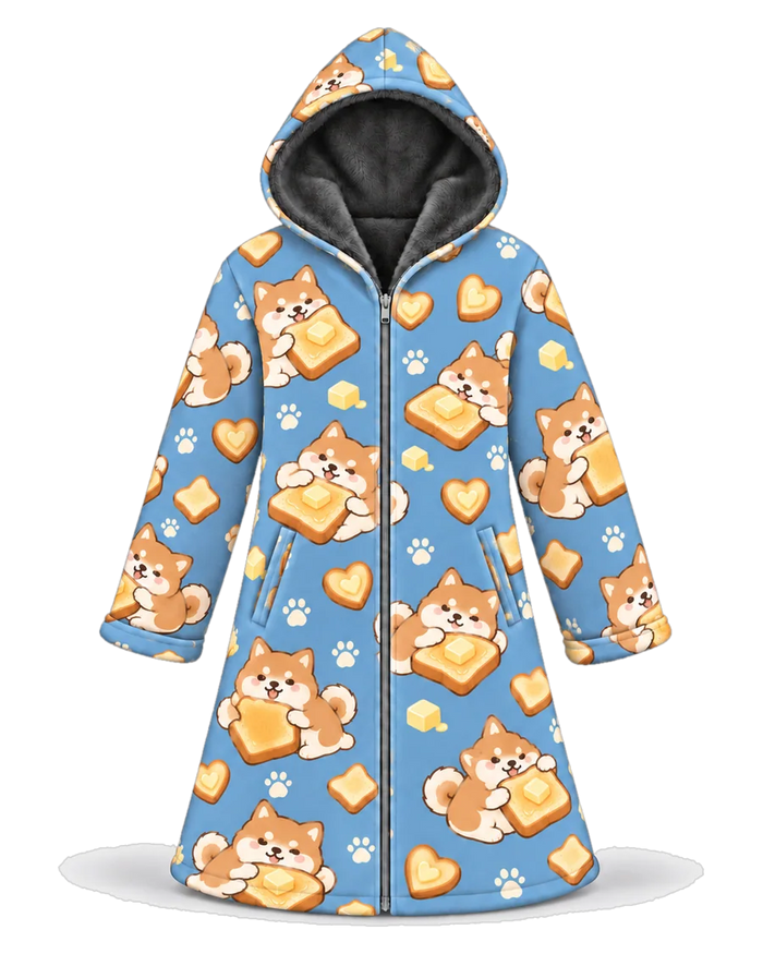 Shiba Toast Hoodie Blanket Cloak