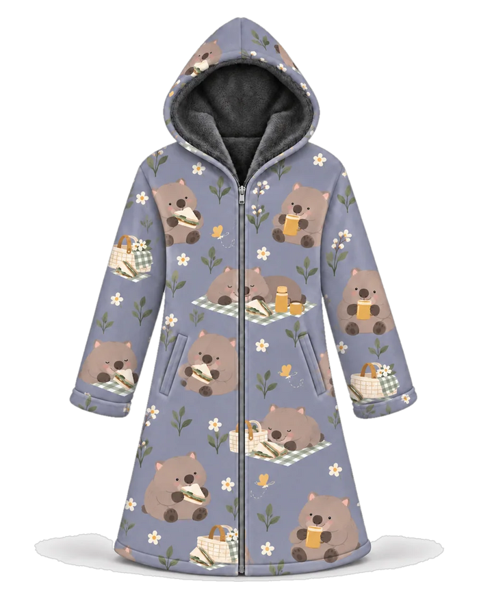 Wombat Picnic Hoodie Blanket Cloak